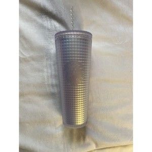 NEW Starbucks 2022 Spring Soft Touch White Frosted Pearl Grid Iridescent Tumbler
